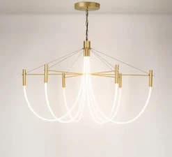 Suspension, Paradoxe 6L, laiton satiné, LED, dim, 2700K, 4800 lm, Ø115cm, H86cm - CVL