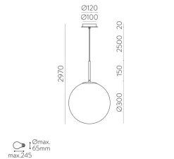 Suspension, Parma, noir, IP44, Ø30cm, H45cm - ACB