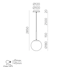 Suspension, Parma, or, IP44, Ø18cm, H33cm - ACB