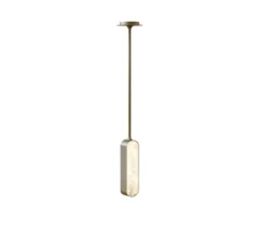 Suspension, Pearl 570, Albâtre veines blanches, Bronze marron foncé patiné, LED, dim, 2700K, 1150 lm, L12cm, H45cm - Entrelacs