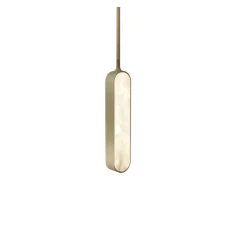 Suspension, Pearl 570, Albâtre veines blanches, Bronze marron foncé patiné, LED, dim, 2700K, 1150 lm, L12cm, H45cm - Entrelacs