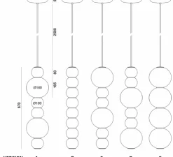 Suspension, PEARLS DOUBLE B, 1200 lm, 2700 K, chrome, LED, Ø10cm, H67cm - FORMAGENDA