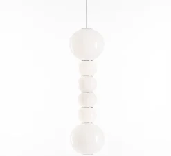 Suspension, PEARLS DOUBLE F, 1200 lm, 2700 K,chrome, LED, Ø18cm, H67cm - FORMAGENDA