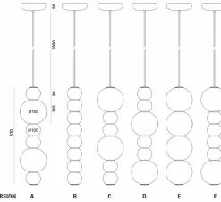 Suspension, PEARLS DOUBLE F, 1200 lm, 2700 K,chrome, LED, Ø18cm, H67cm - FORMAGENDA