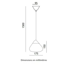 Suspension, Pendulum, gris vulcain, Ø17,5cm, H15cm - Toscot