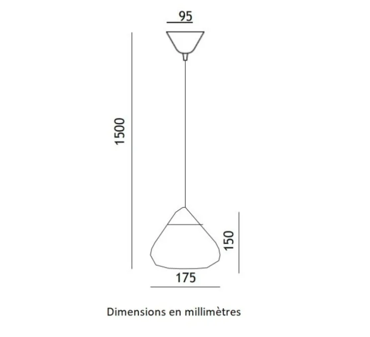 Suspension, Pendulum, gris vulcain, Ø17,5cm, H15cm - Toscot