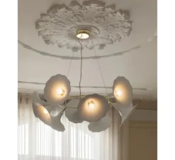 Suspension, Petalii 10, blanc, laiton poli, Ø100cm, H40cm - Nuura