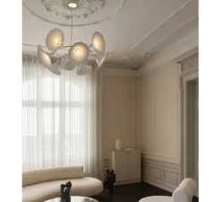 Suspension, Petalii 10, blanc, laiton poli, Ø100cm, H40cm - Nuura