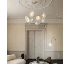 Suspension, Petalii 10, blanc, laiton poli, Ø100cm, H40cm - Nuura