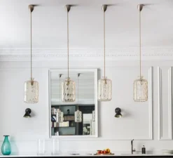 Suspension, Pillar, verre soufflé, or fumé, H32cm - Ebb and Flow