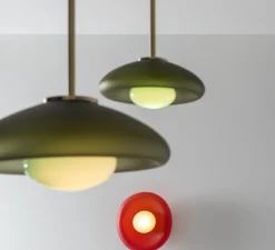 Suspension, Pillow Large, Gris dépoli, bleu céladon, Ø33,5cm, H17cm - SkLO Studio