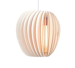 Suspension, Pirum, peuplier, câble blanc, H28cm, Ø25cm - SCHNEID