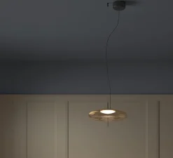 Suspension, Plat, ambre, LED, dim, 2700k, 743 lm, Ø40cm, H22,5cm - LEDs C4