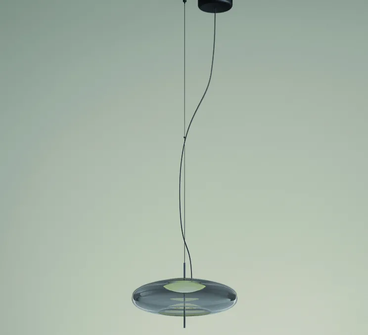 Suspension, Plat, gris fumé, LED, dim, 2700k, 763 lm, Ø40cm, H22,5cm - LEDs C4
