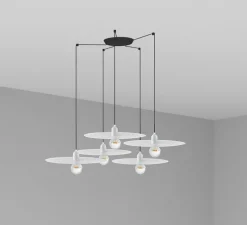 Suspension, Plat 5L, blanc, noir, Ø100cm, H5cm - Faro
