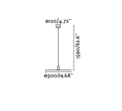 Suspension, Plat, noir,Ø50cm, H62.5 cm / 159cm - Faro