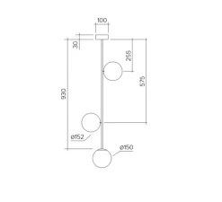 Suspension, Plate, laiton, verre opalin, Ø32cm, H108cm - Atelier Areti