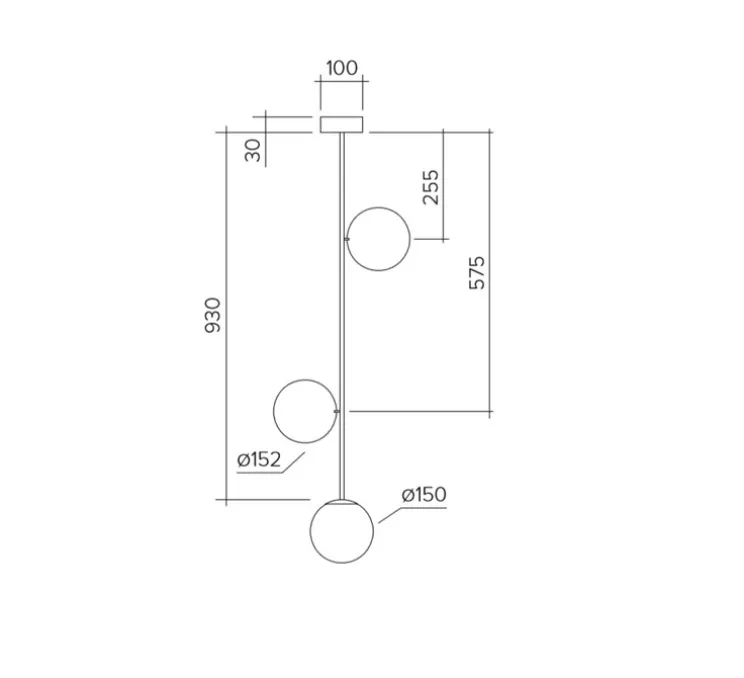 Suspension, Plate, laiton, verre opalin, Ø32cm, H108cm - Atelier Areti