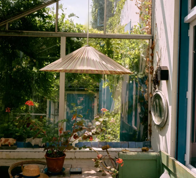 Suspension, Plissé, bambou, Ø80cm, H13cm-HKLIVING