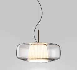 Suspension, Plissé SP G, cristal, bronze, LED, dim, 2700K, 1500 lm, Ø40cm, H16,5cm - Vistosi