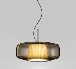 Suspension, Plissé SP G, fumé, bronze, LED, dim, 2700K, 1500 lm, Ø40cm, H16,5cm - Vistosi