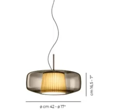 Suspension, Plissé SP G, fumé, bronze, LED, dim, 2700K, 1500 lm, Ø40cm, H16,5cm - Vistosi