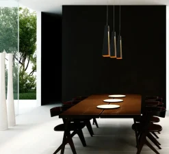 Suspension, Pluma, LED, 3000k, 450lm, noir et or, H36cm - FARO