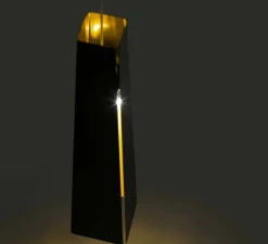 Suspension, Pluma, LED, 3000k, 450lm, noir et or, H36cm - FARO