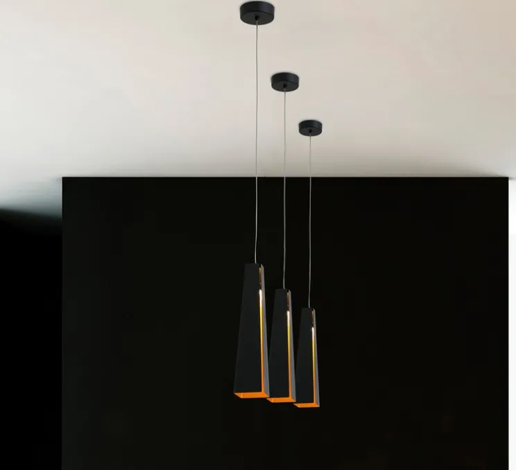 Suspension, Pluma, LED, 3000k, 450lm, noir et or, H36cm - FARO