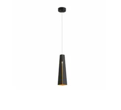 Suspension, Pluma, LED, 3000k, 450lm, noir et or, H36cm - FARO