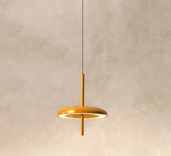 Suspension, Porte, jaune miel, IP43, LED, dim, 2300-2700-3000K, 500 lm, Ø16cm, H20,2cm - Nexia