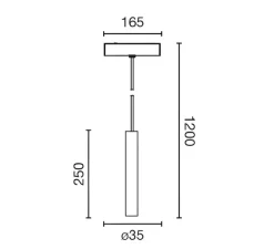 Suspension pour rail encastrable, Neso Top 40°, noir, LED, dim, 3000K, 444 lm, Ø3,5cm, H25cm - Faro Architectural