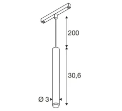 Suspension pour rail, GRIP! S, blanc, 2000-3000K, 350 lm, Ø3cm, H30,6cm - SLV