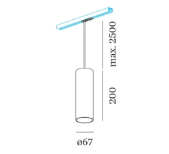 Suspension pour rail, Ray 2.0 PAR16, noir, Ø6,7cm, H20cm - Wever&Ducré