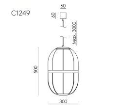 Suspension, Pull, C1249, noir mat, Ø30cm, H50cm - Aromas del Campo