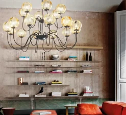 Suspension, PUPPET SP 18, ambre transparent, Ø130cm - Vistosi