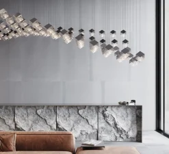 Suspension, Pyrite, avec rosace, argent, Ø18,3cm, H22,5cm - Bomma