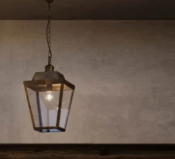 Suspension, Quadro 262.51.OT, laiton antique, verre transparent, IP43, L35,3cm, H49cm - Il Fanale