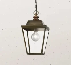 Suspension, Quadro 262.51.OT, laiton antique, verre transparent, IP43, L35,3cm, H49cm - Il Fanale