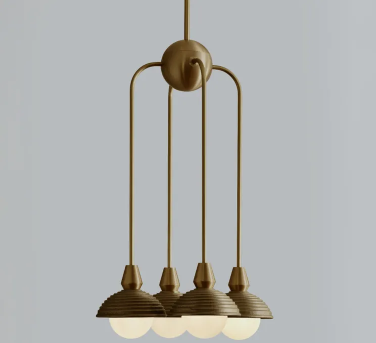 Suspension, Quadruple, Eos S, laiton antique, Ø15,7cm, H70cm - Bert franck