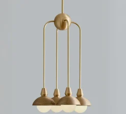 Suspension, Quadruple, Eos S, laiton brossé, Ø15,7cm, H70cm - Bert franck