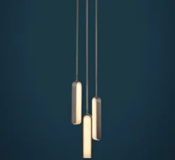 Suspension, Quatre Cent Quarante, Bronze patiné et blanc albâtre, IP44, LED, dim, 2700K, 3000 lm, L6,1cm, H139,1cm - Entrelacs