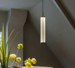 Suspension, Quimera, laiton brossé, LED, dim, 2700-3000K, 320 lm, Ø7,6cm, H47cm - SLV