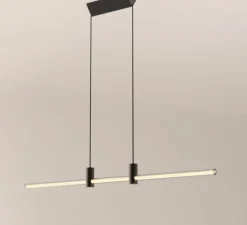 Suspension, Ra Line, noir anodisé, tube blanc, LED, dim, 3000K, 1100 lm, L140cm, H5,1cm - Darmes
