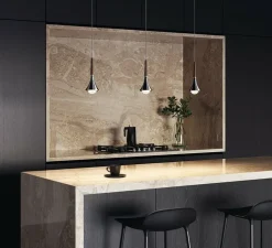 Suspension, Rain sans rosace, chrome & bronze, LED, dim, 2700K, 1280 lm, Ø8,5cm, H21cm - Lodes