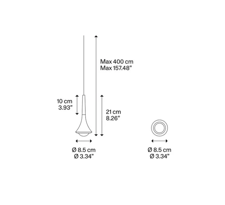 Suspension, Rain sans rosace, chrome & bronze, LED, dim, 2700K, 1280 lm, Ø8,5cm, H21cm - Lodes
