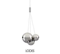 Suspension, Random sans rosace, chrome, LED, dim, 3000K, 480 lm, Ø29cm, H79,5cm - Lodes