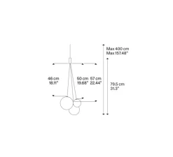 Suspension, Random sans rosace, chrome, LED, dim, 3000K, 480 lm, Ø29cm, H79,5cm - Lodes