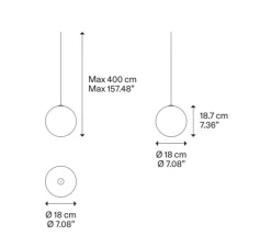 Suspension, Random solo 18 sans rosace, blanc givré, LED, dim, 3000K, 160 lm, Ø18cm, H18,7cm - Lodes