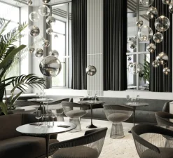 Suspension, Random solo 23 sans rosace, chrome, LED, dim, 3000K, 160 lm, Ø23cm, H23,7cm - Lodes